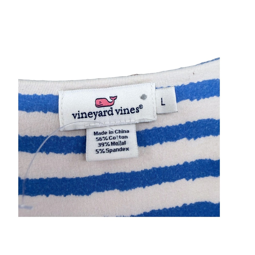 Vineyard Vines Womens Blue White Striped Surplice Maxi Dress Ruffle Hem Large - Picture 10 of 10
